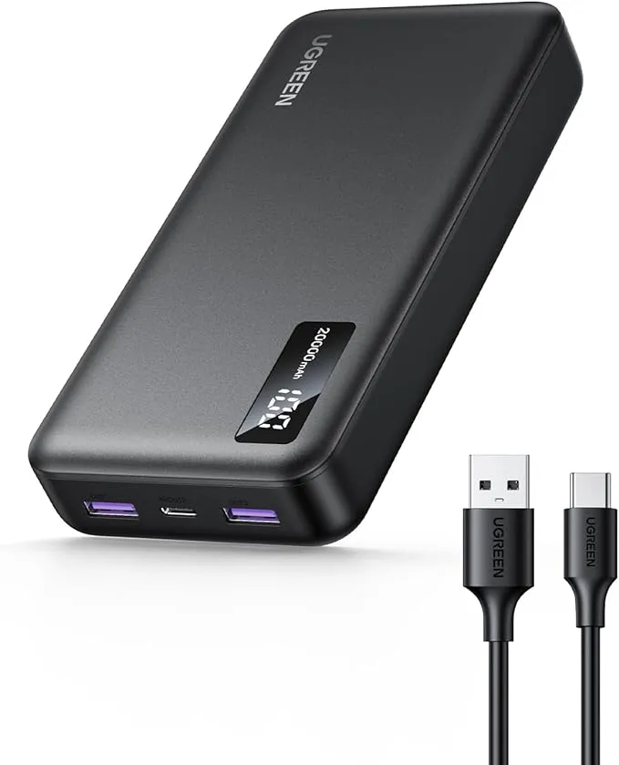 Baterie externă Ugreen PB312 gri 20000mAh cu porturi USB-C și USB