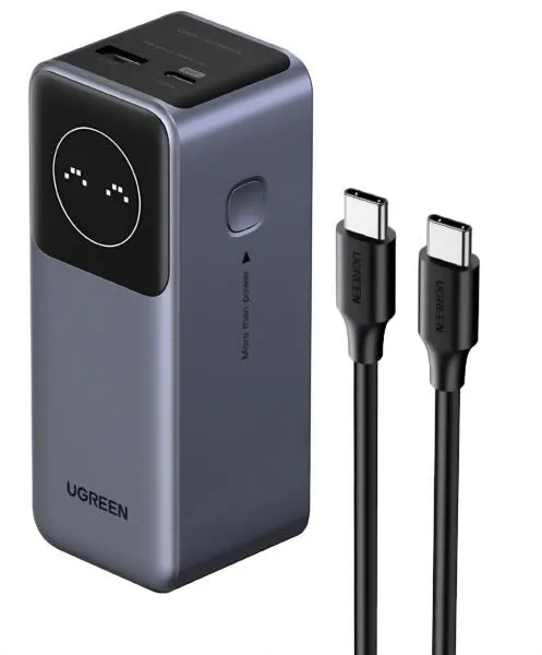 POWER BANK Ugreen "PB724", 12000mAh, 100W, 1 x USB Type-C input/output, 1 x USB, display, gri, "35526B" (timbru verde 0.98 lei) - 6941876242948