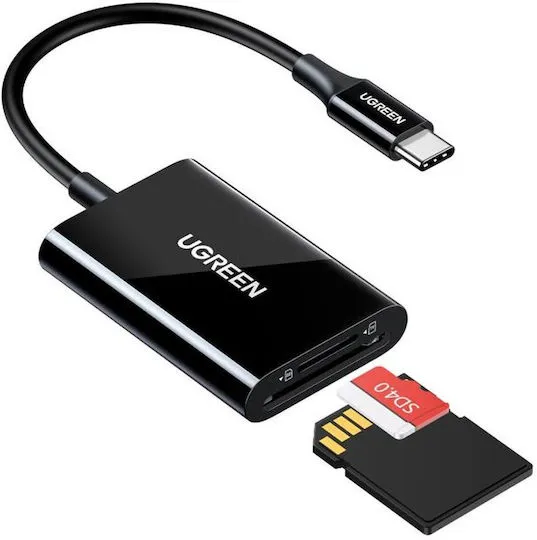 CARD READER extern Ugreen, "CM265" interfata USB Type-C, citeste/scrie: SD, microSD viteza pana la 280Mbps, suporta carduri maxim 512 GB, plastic, negru "35622" (include TV 0.03 lei) - 6941876236220