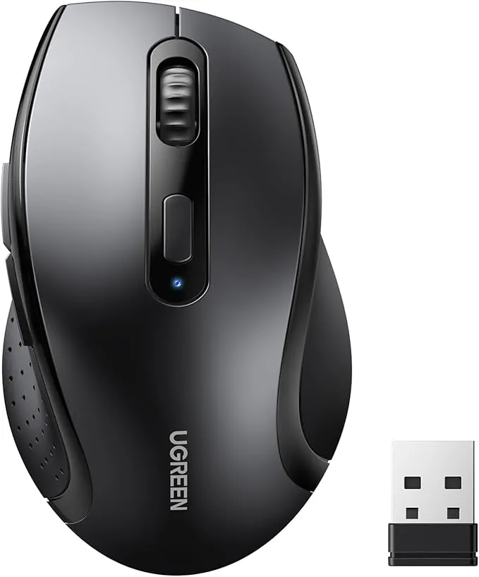 MOUSE Ugreen, "M511" PC sau NB, wireless 2.4GHz, optic, 3/1 butoane/scroll, 1600 dpi, necesita baterii 2 x AAA nu sunt incluse, negru "45012" (timbru verde 0.18 lei) - 6941876240128