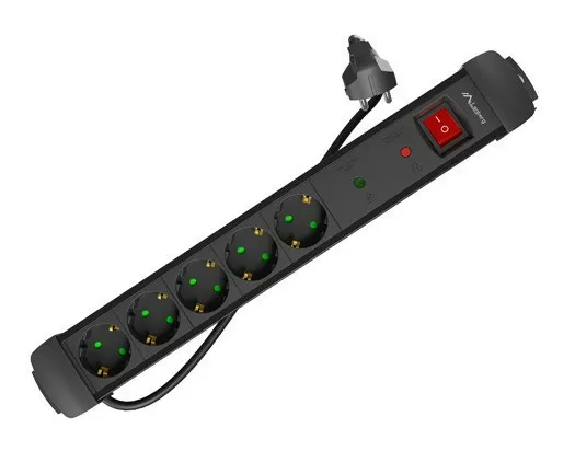 Prelungitor electric Lanberg 5 prize negru cu cablu 1.5m