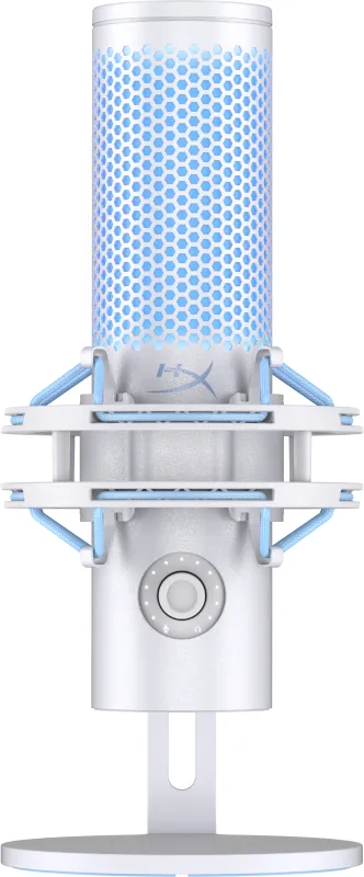 Microfon profesional HyperX QuadCast 2 Frost alb pe stativ cu suspensie