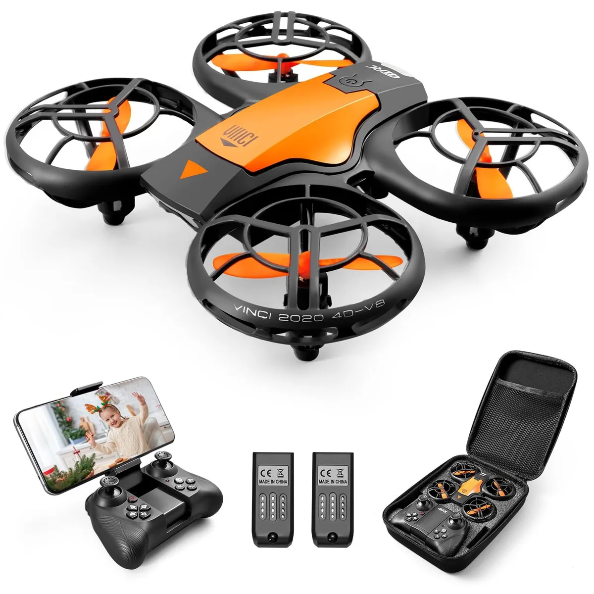 Drona mini 4DRC cu cameră HD 720P și protecție elice