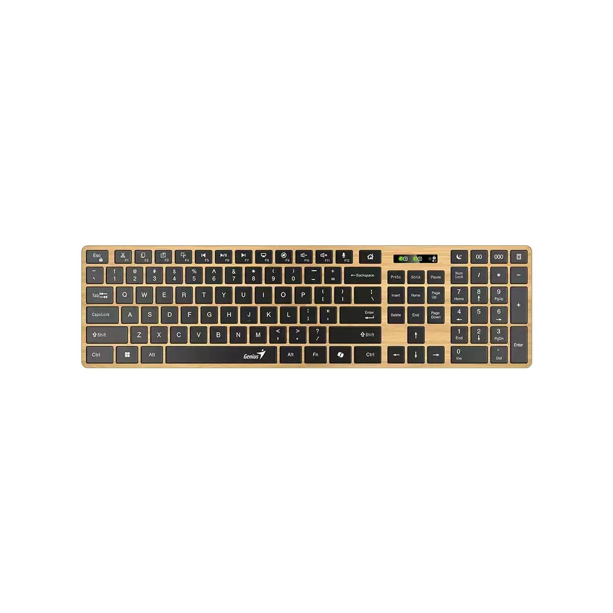 Tastatura wireless Genius SlimStar 7250BT cu tasta Copilot, design negru cu lemn