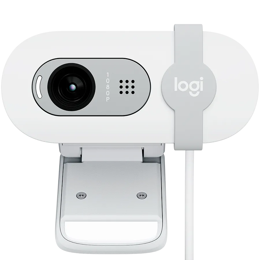 Webcama Logitech Brio 100 Full HD alb perlat cu cablu USB