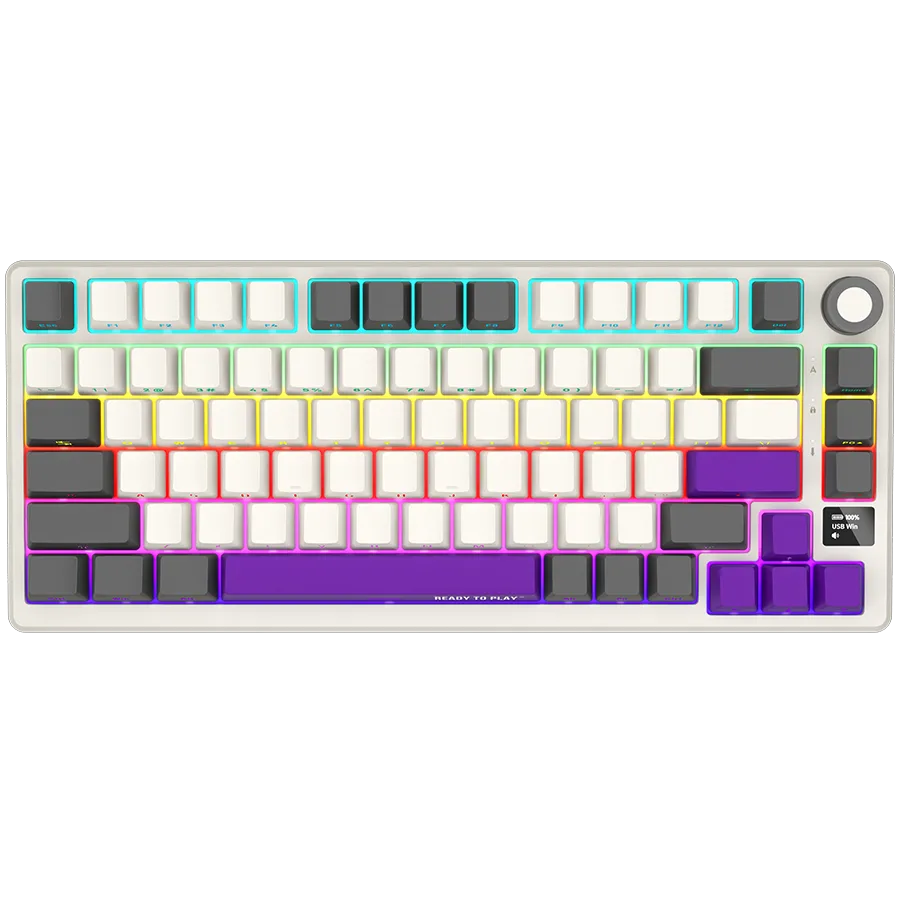 Tastatura mecanica gaming wireless 75% LORGAR KBP7075W beige