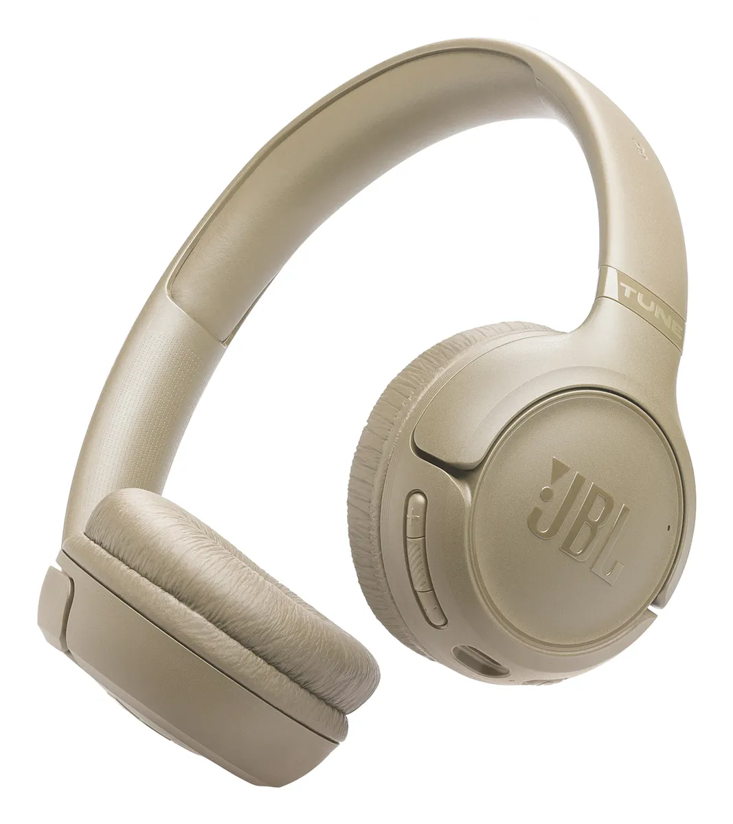 Căști Bluetooth JBL Tune 530BT în culoare bej cu buton tactil de control