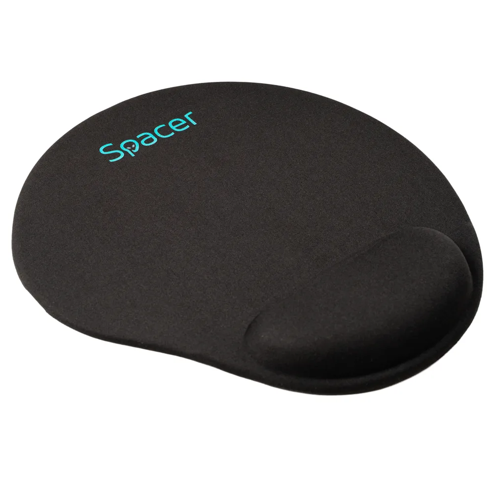 Mousepad SPACER negru cu suport din gel pentru încheietura mâinii