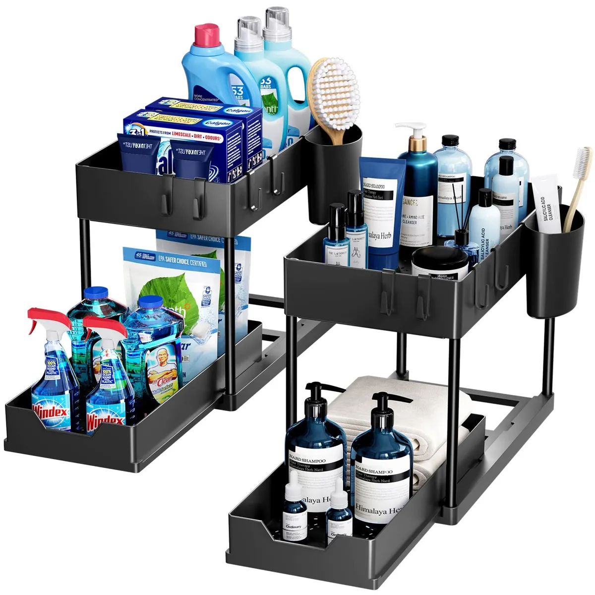 Organizator sub chiuvetă cu 2 nivele negru