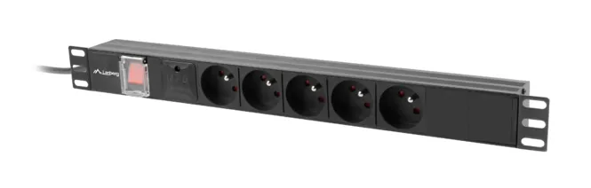 PDU Lanberg 19 inch cu 5 prize IEC negru pentru rack server