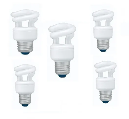 Set 3 becuri fluorescent Panasonic E27 5W formă spirală alb cald