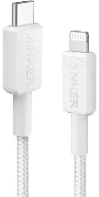 Cablu USB-C la Lightning Anker alb 0.9m nylon braided