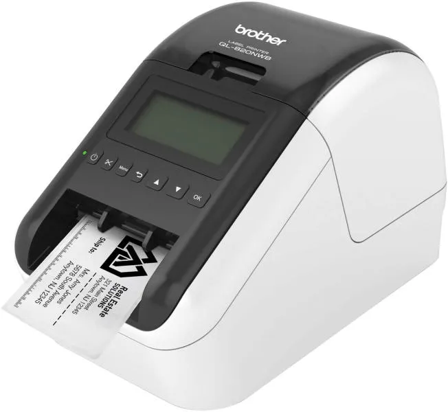 Imprimantă termică Brother QL-820NWBC neagră cu panou de control