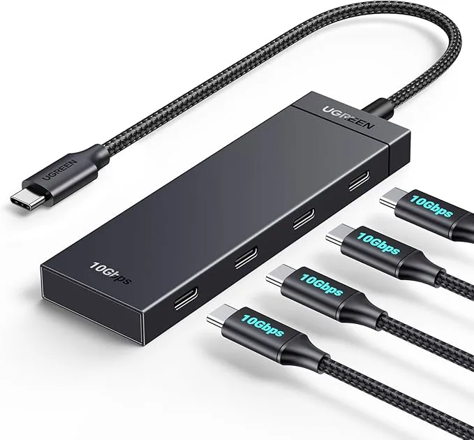 HUB extern Ugreen, "CM806" porturi USB Type-C: USB Type-C 3.2 x 4, conectare prin USB Type-C, lungime 0.5 m, negru, "35584" (timbru verde 0.8 lei) - 6941876235841