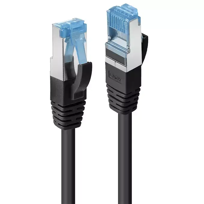 Cablu de rețea Lindy Cat.6A S/FTP 1m negru cu conectori RJ45