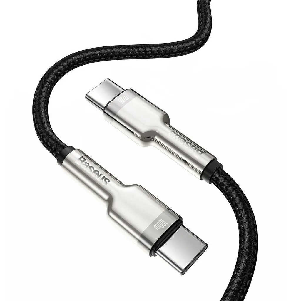 Cablu USB Type-C Baseus Cafule Metal negru 1m cu conectori metalici
