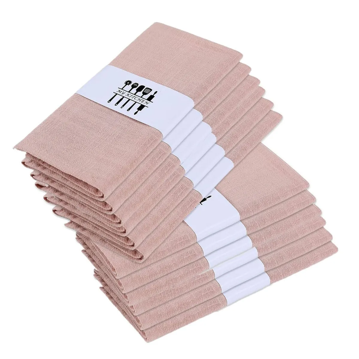 Set 12 șervete bumbac reutilizabile culoare naturală