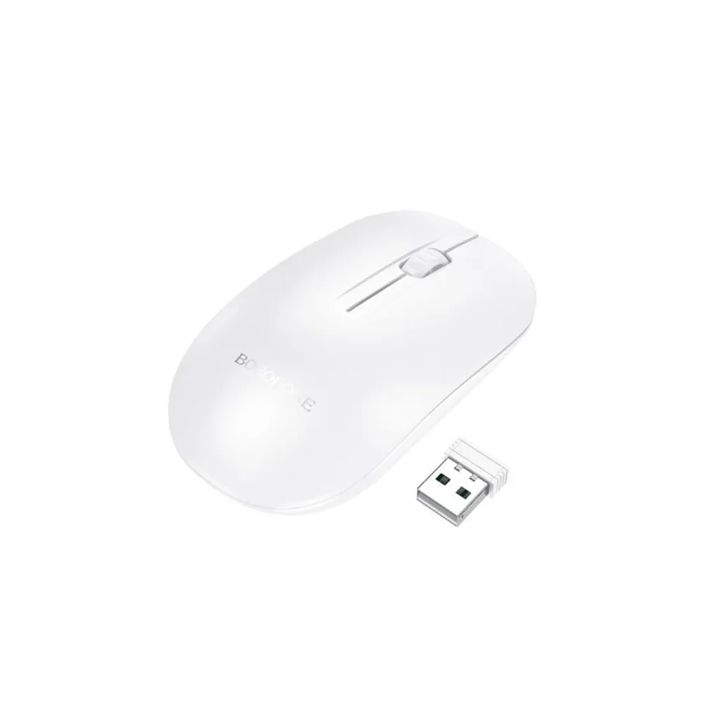MOUSE Borofone "BG14", PC sau NB wireless 2.4GHz, 1000 CPI, butoane/scroll 3/1, alb,"6941991113383" (timbru verde 0.18 lei)