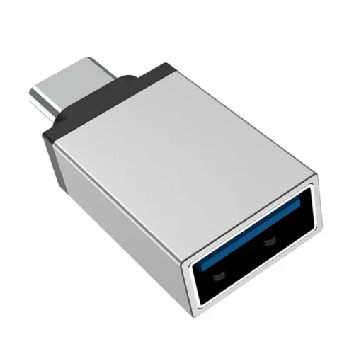 Adaptor USB 3.0 la USB-C Borofone BV3 cu corp metalic argintiu