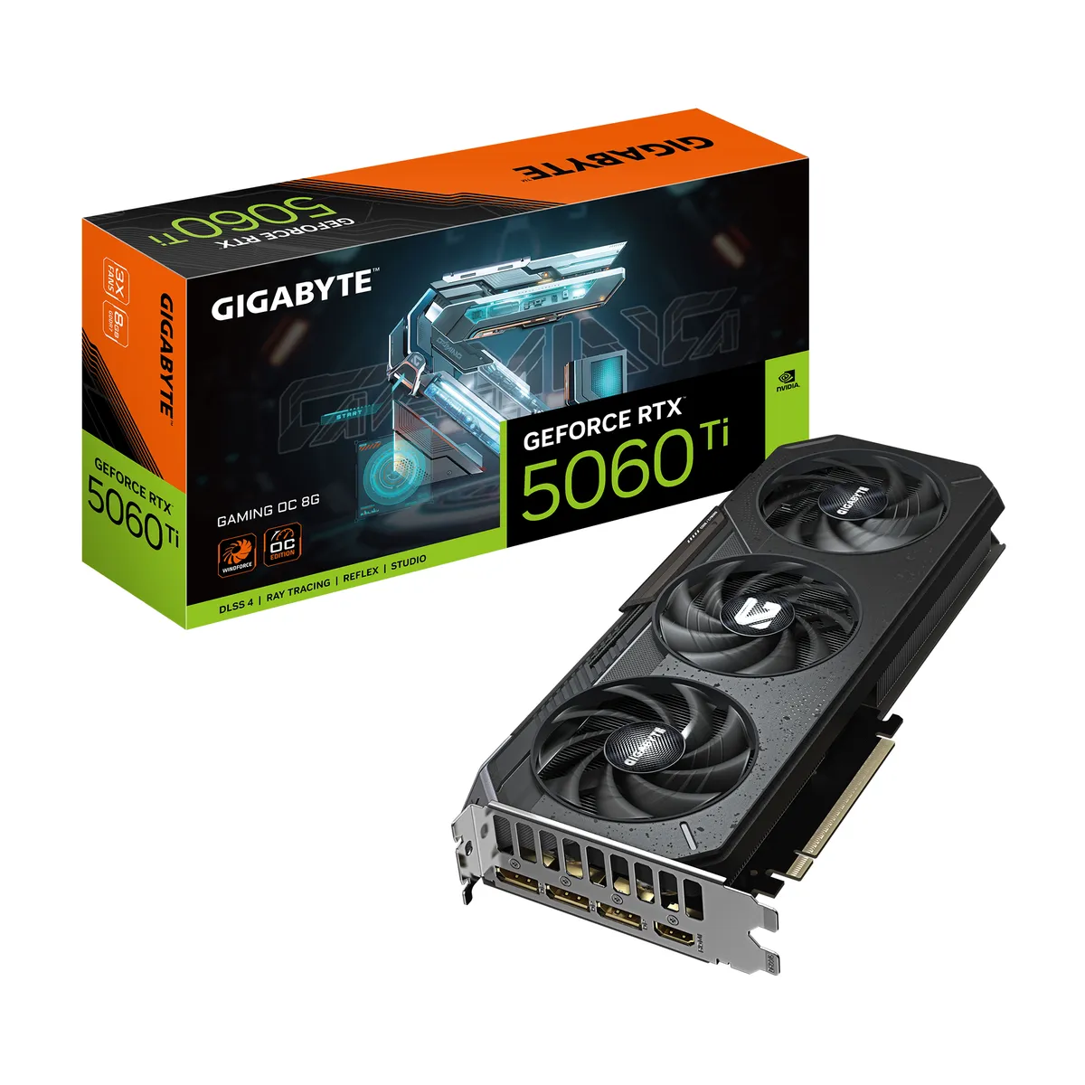 Placa video Gigabyte RTX 5060 Ti 8GB cu sistem de răcire WINDFORCE