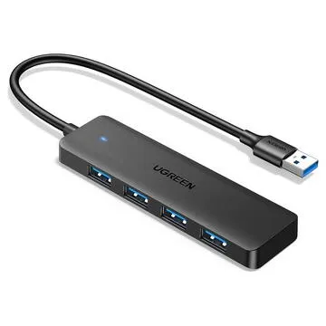 HUB extern Ugreen, "CM219" porturi USB: USB 3.0 x 4, conectare prin USB 3.0, aluminiu, lungime 1m, negru, "35574" (timbru verde 0.8 lei) - 6941876235742