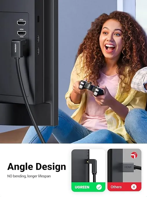 Cablu HDMI Ugreen HD103 negru cu unghi 90 de grade