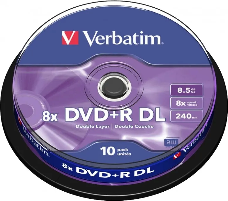 DVD+R Verbatim 8.5GB Double Layer 8x, pachet de 10 discuri în spindle