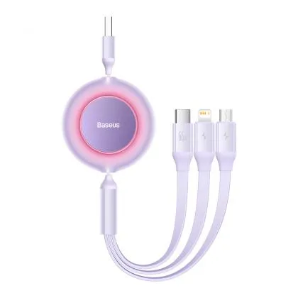 Cablu retractabil Baseus Bright Mirror 2 cu trei conectori, culoare violet