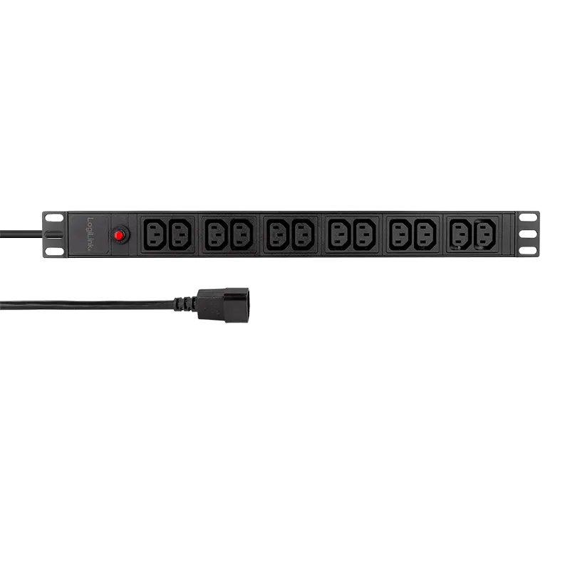 PDU Logilink 1U negru cu 12 prize IEC pentru rack 19 inch