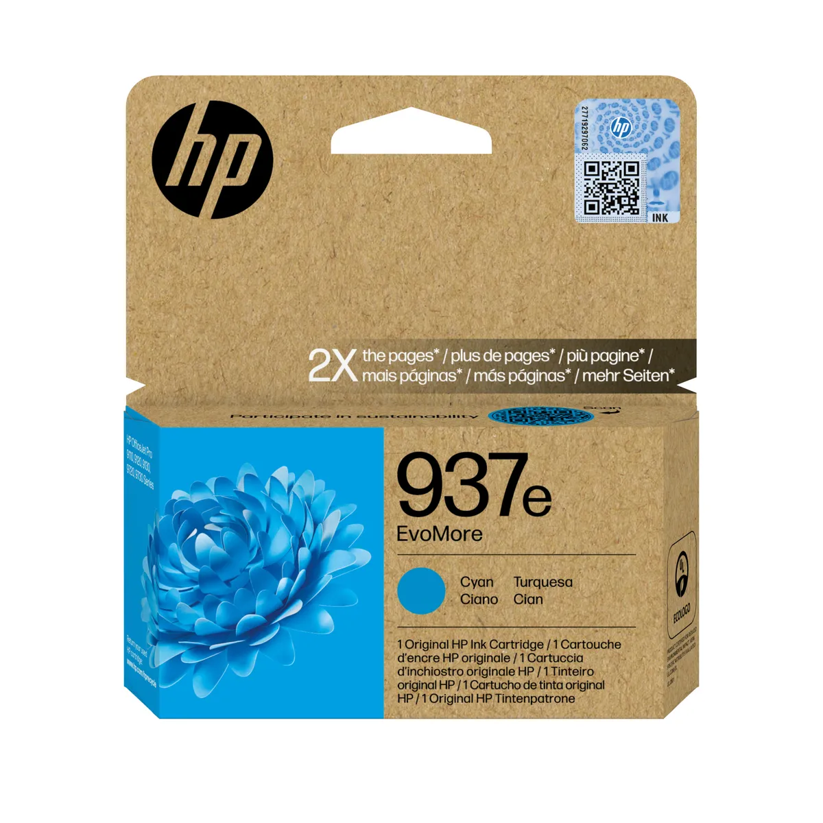 Cartus cerneala original HP 937e cyan pentru imprimante OfficeJet PRO