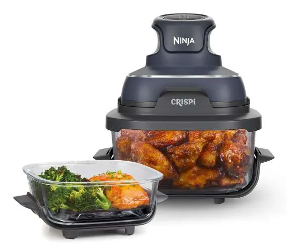 Friteuza cu aer cald Ninja CRISPi 4in1 albastru cu recipiente sticlă