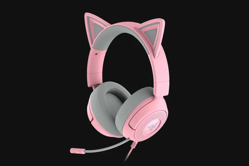 Căști Razer Kraken Kitty V3 X Quartz gaming cu design ergonomic