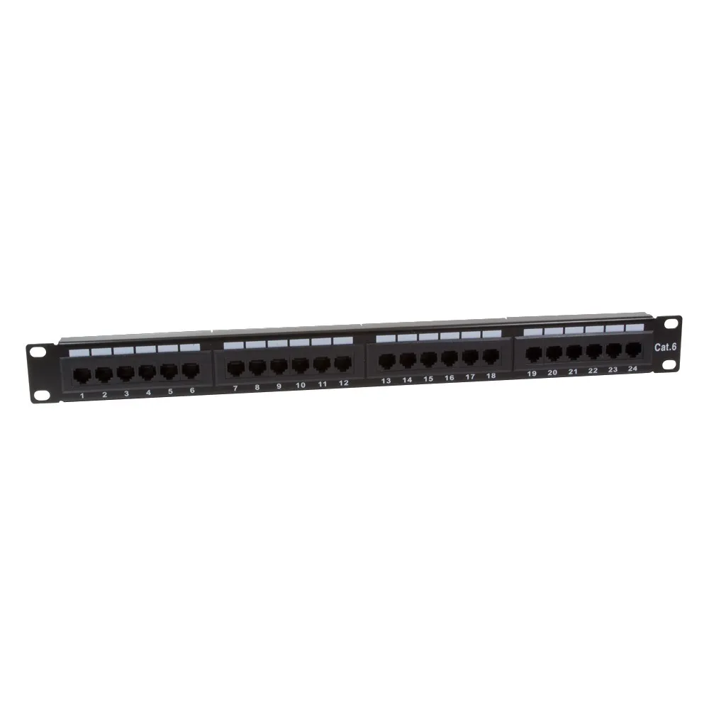 Patch panel Logilink 24 porturi Cat6 UTP 1U negru pentru rack 19 inch