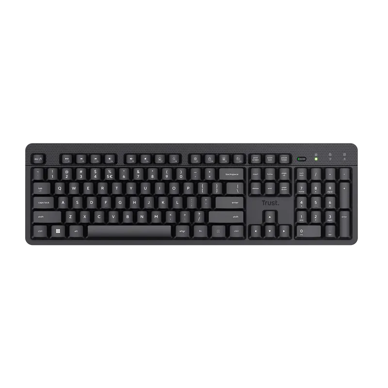 Tastatura wireless Trust Ody II negru, vedere de sus