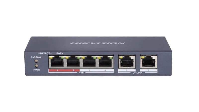 Switch Hikvision 4 porturi POE pentru sisteme de supraveghere