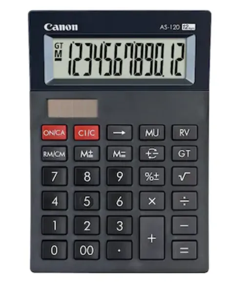 Calculator de birou Canon AS-120 II cu ecran 12 digiti și alimentare solară
