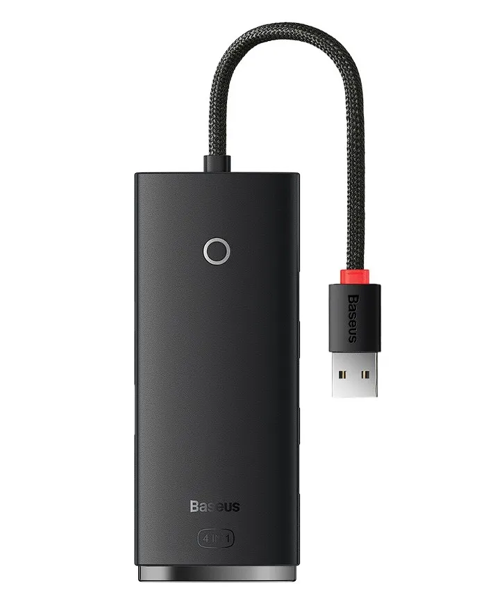 HUB USB Baseus Lite negru cu 4 porturi USB 3.0 și cablu 1m