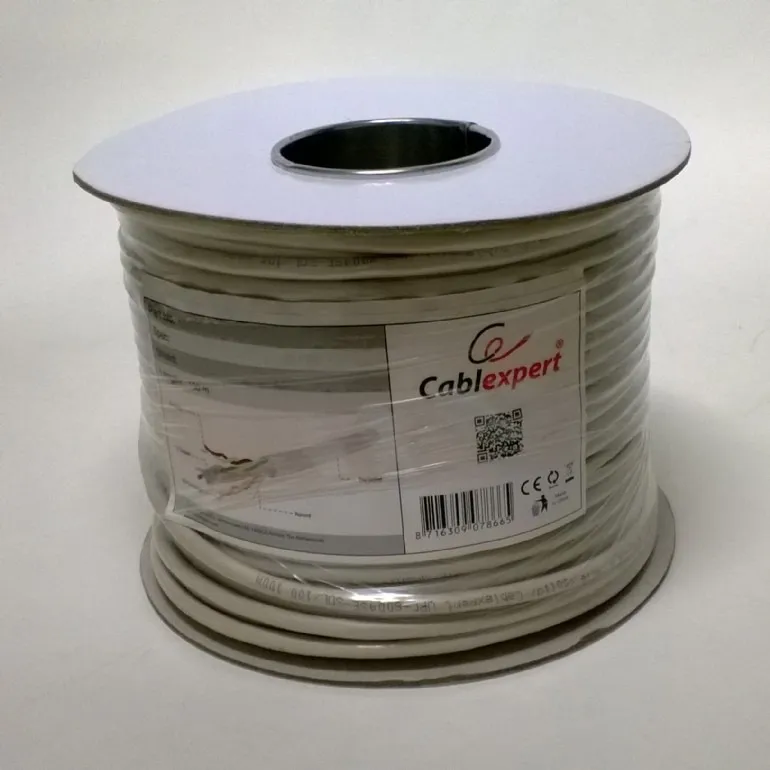 Rola cablu rețea FTP Cat6 Gembird 100 metri cu conductori solizi