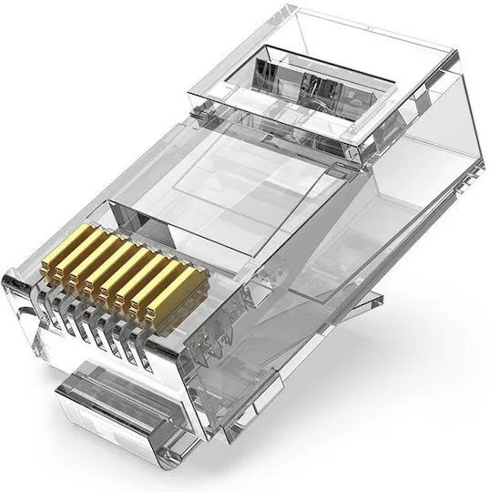Mufe RJ45 UTP Cat. 6a Vention transparente cu conectori auriți pachet 50 buc