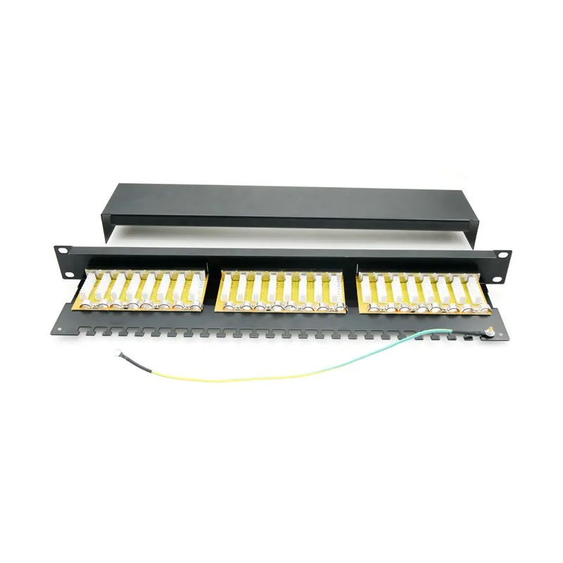 Panou patch 24 porturi Cat.5e FTP 1U EMTEX cu suport cabluri
