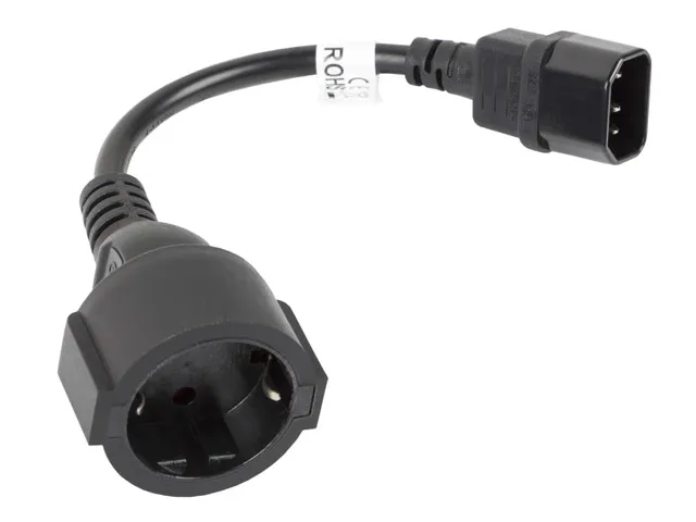 Cablu adaptor IEC C14 negru 20 cm pentru UPS Lanberg