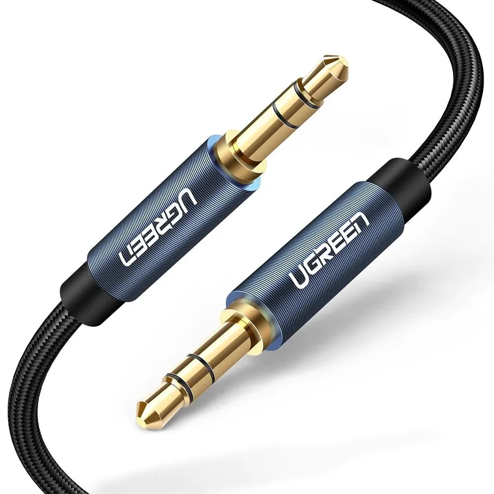 CABLU audio Ugreen, "AV112" stereo (3.5 mm jack T/T), conectori auriti, 2m, braided, albastru "10687" (timbru verde 0.18 lei) - 6957303816873