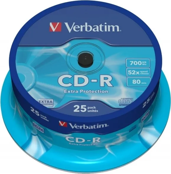 CD-R Verbatim 700MB 80 minute viteză 52x set 25 bucăți spindle