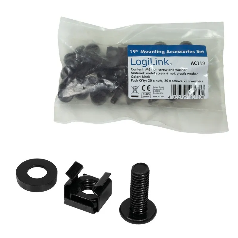 Set montare Logilink 20 piese M6 pentru rack 19 inch