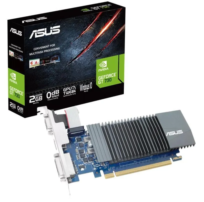 Placa video ASUS GeForce GT 730 cu 2GB memorie și răcire pasivă