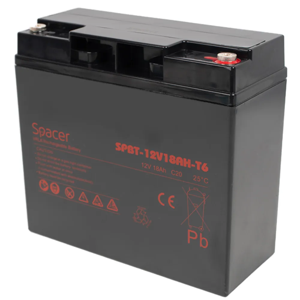 Acumulator UPS SPACER 12V 18Ah cu terminal F6 negru