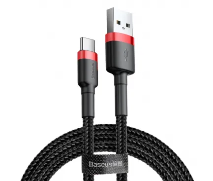 Cablu USB-C Baseus Cafule roșu-negru 2m cu material braided