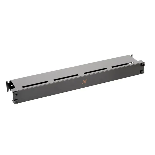 Organizator cabluri 1U negru cu capac protector