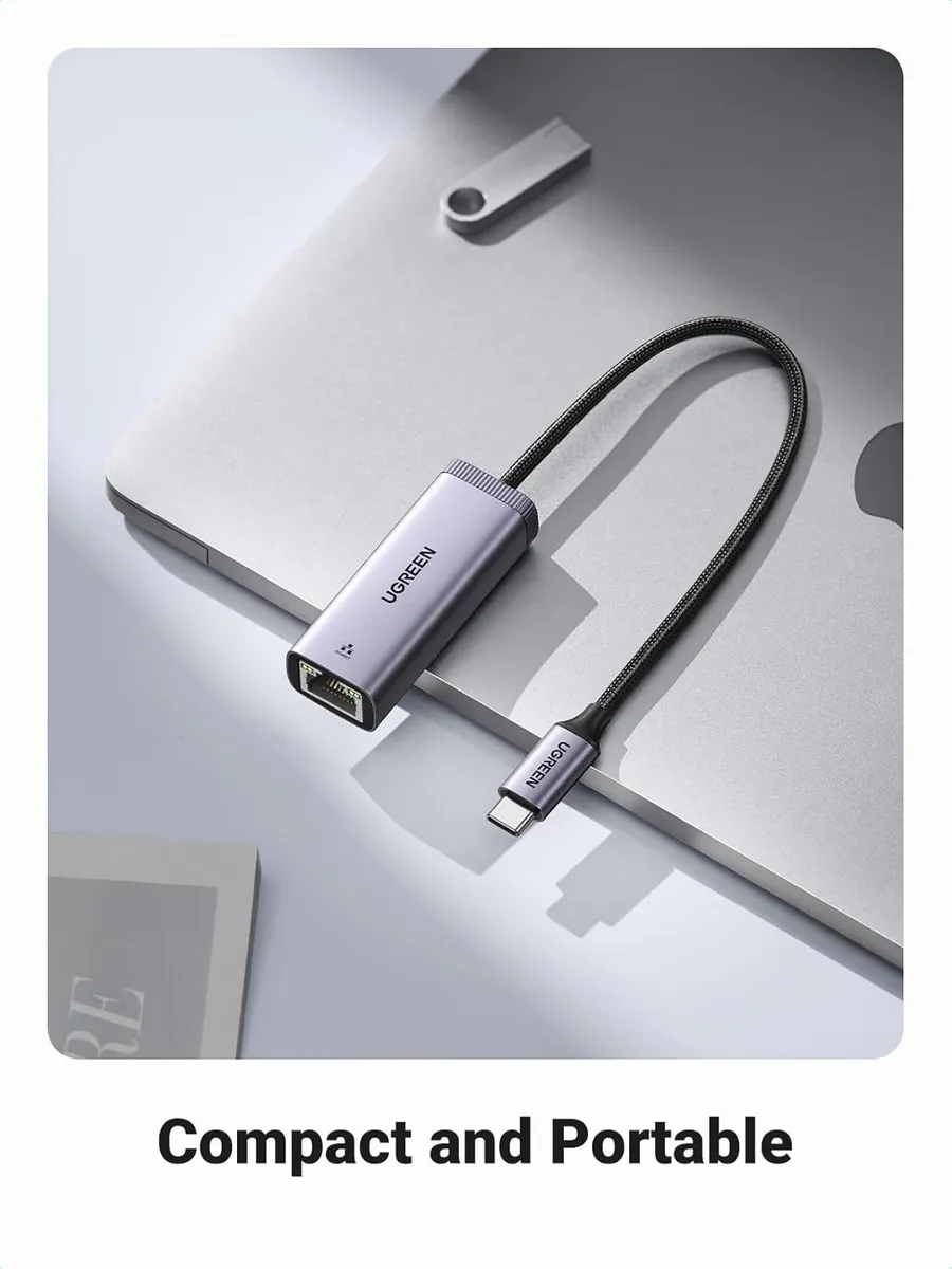 Adaptor Ugreen CM483 USB-C la RJ-45 Gigabit, culoare gri