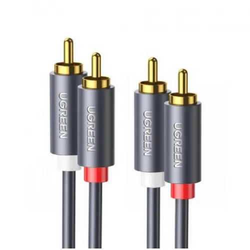 CABLU audio Ugreen, "AV104" 2 x RCA (T) la 2 x RCA (T), 1.5m, conectori auriti, negru "10517" (timbru verde 0.18 lei) - 6957303815173